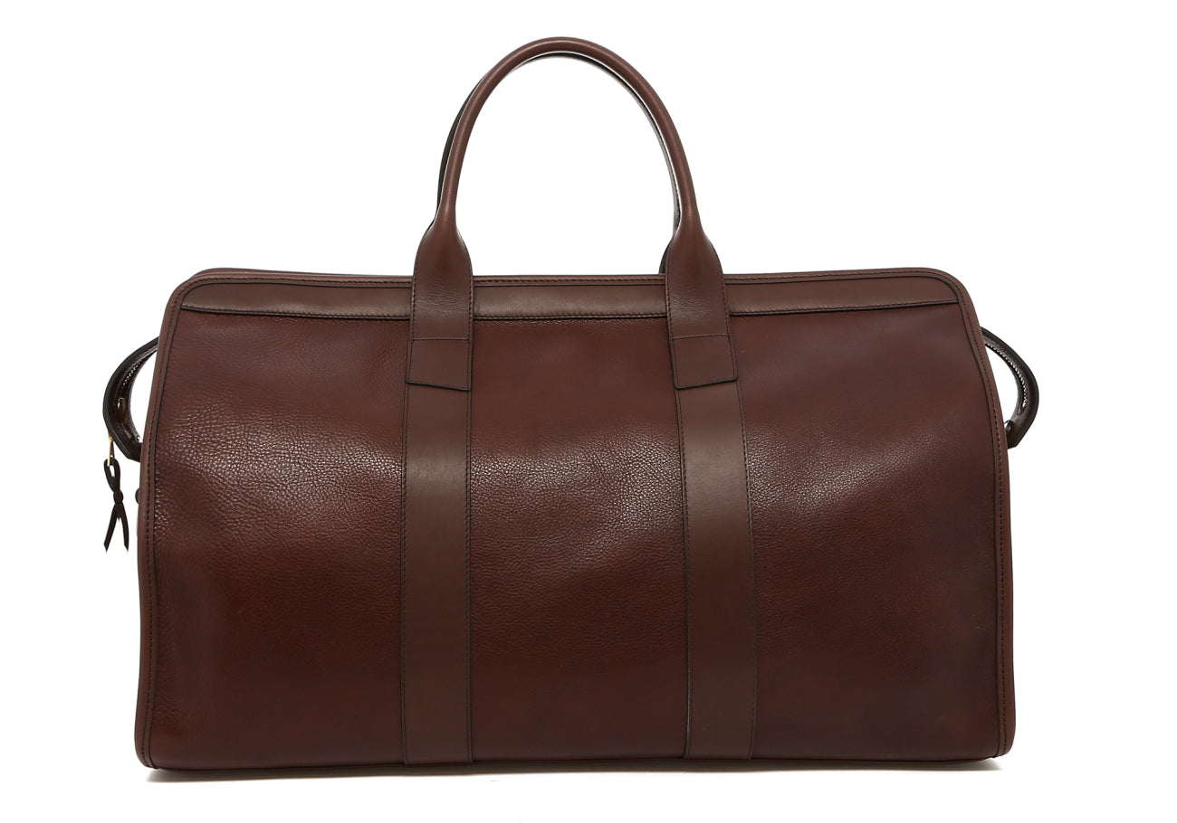 Signature Travel Duffle - Chocolate - Pebbled Leather - Olive Canvas