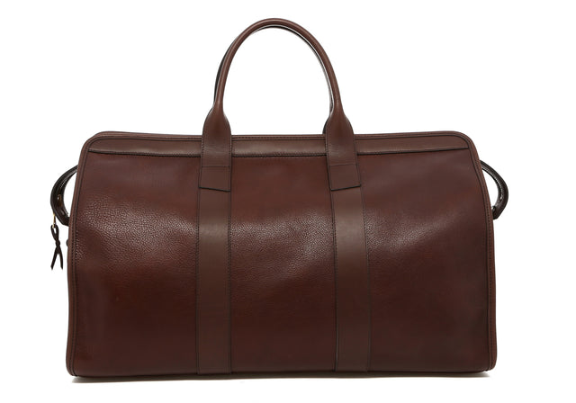 Signature Travel Duffle - Chocolate - Pebbled Leather - Olive Canvas