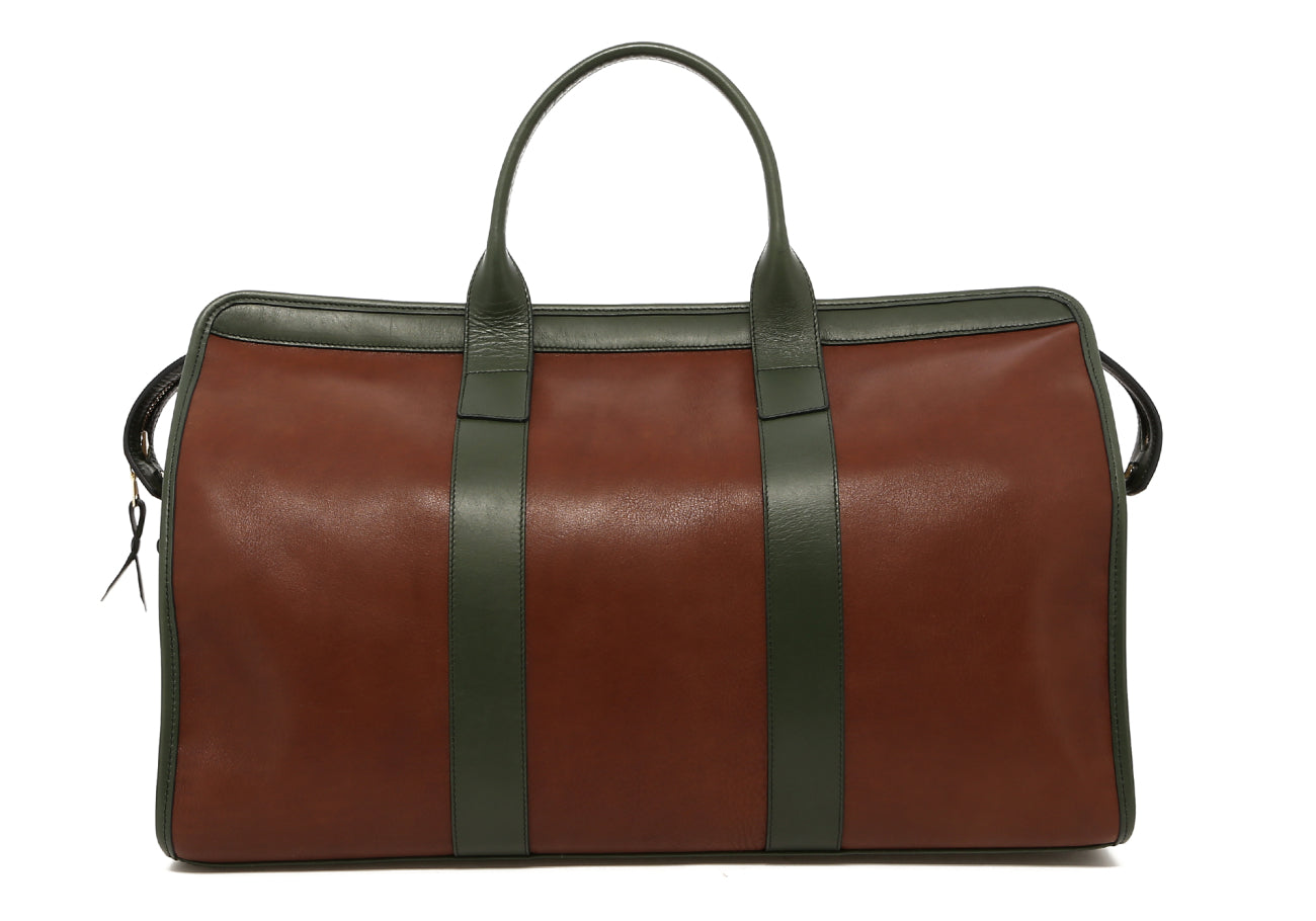 Signature Travel Duffle - Cocoa Brown/Green - Linen Interior