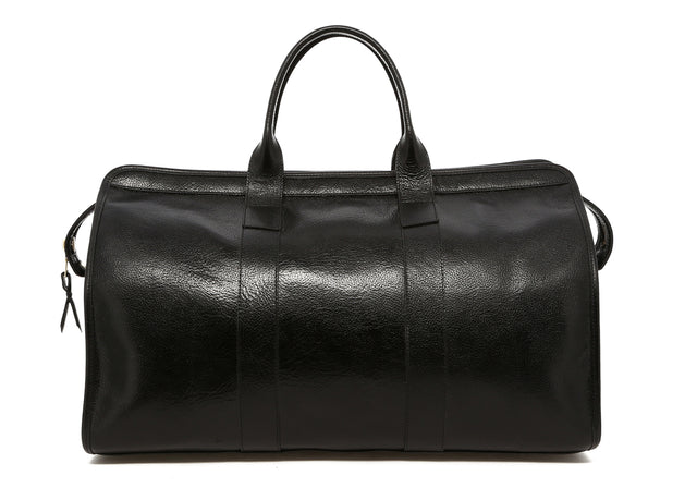 Signature Travel Duffle - Glossy Black - Tumbled Leather - Orange Curdura