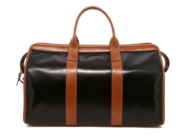 Signature Travel Duffle - Glossy Black Calf/Cognac - Black Curdura