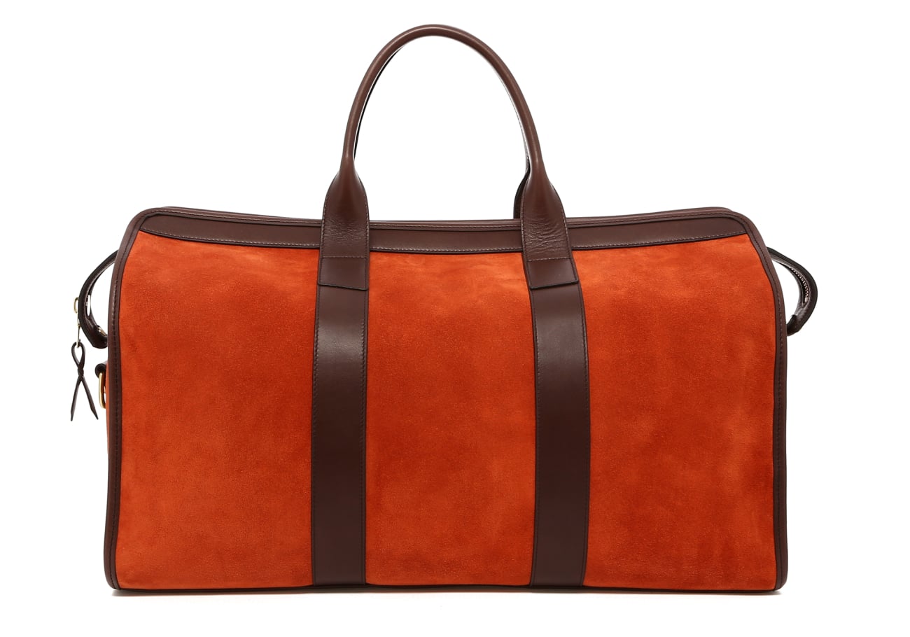 Signature Travel Duffle - Orange Rust Suede/Chocolate Trim