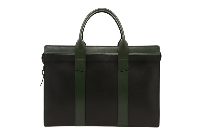 Single Zip-Top - Black/Green - Belting Leather