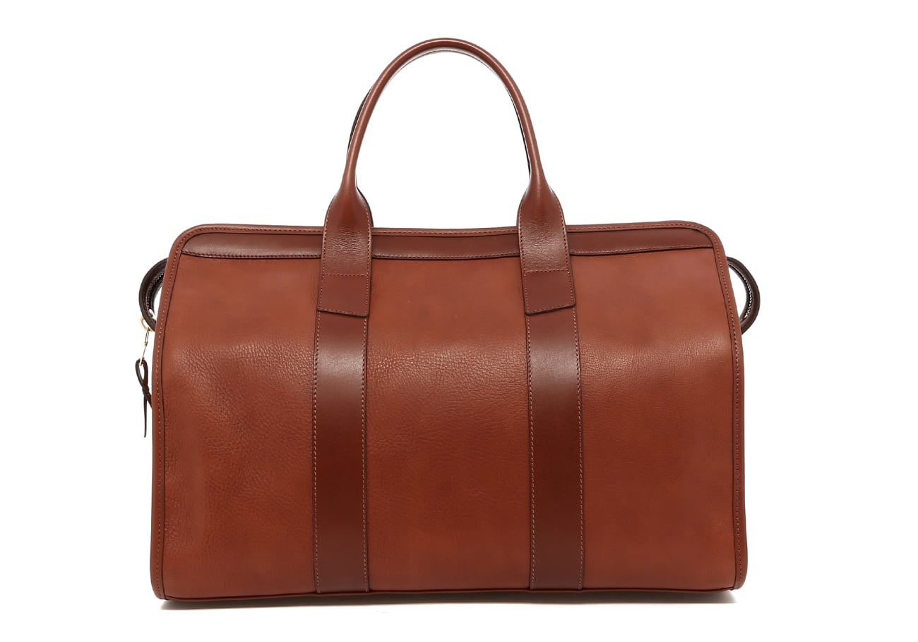 Small Travel Duffle - Light Brown/Chocolate -Tumbled Leather