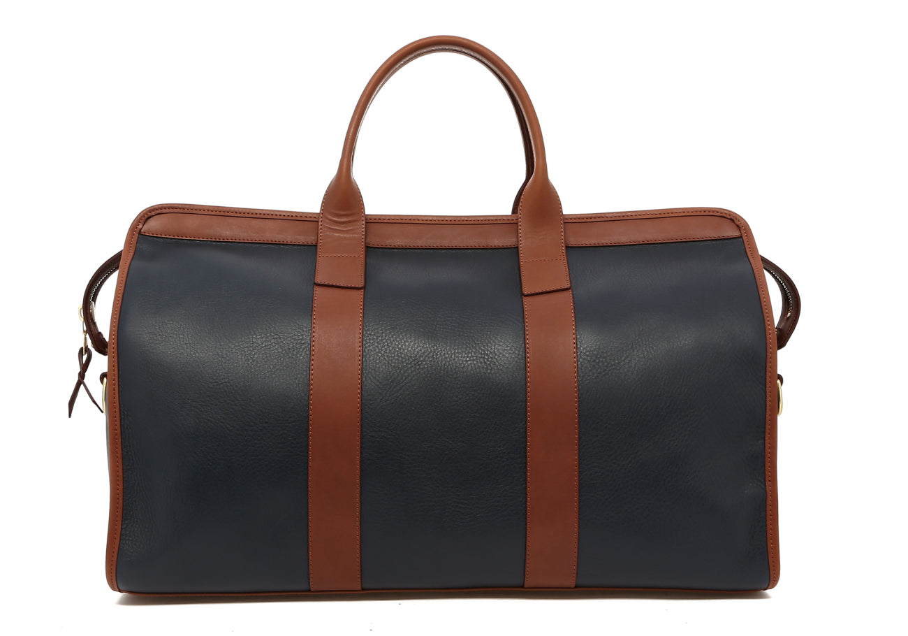 Signature Travel Duffle - Navy/Otter - Tumbled Leather - True Brown Interior