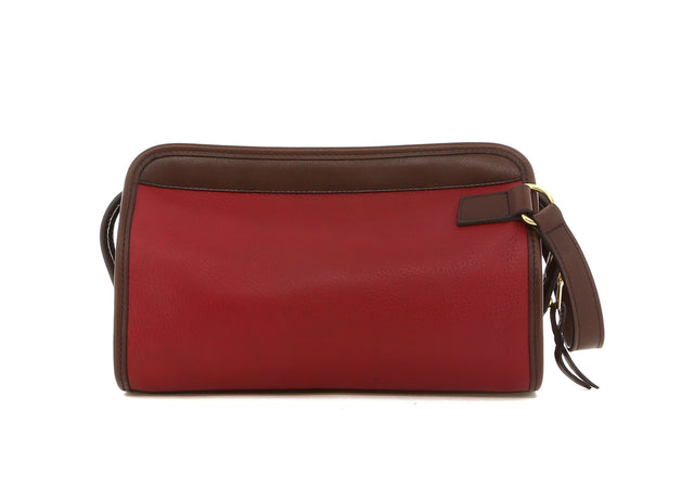 Small Travel Kit - Berry/Chocolate Matte Tumbled Leather - Grey Cordura