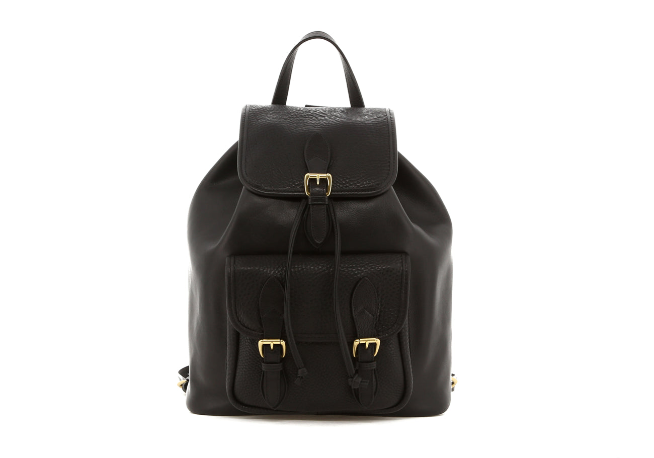 Classic Backpack - Black/Black - Tumbled Leather - Unlined