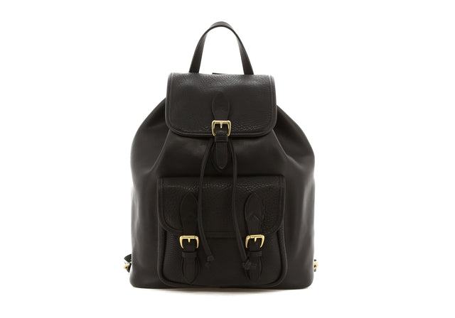 Classic Backpack - Black/Black - Tumbled Leather - Unlined