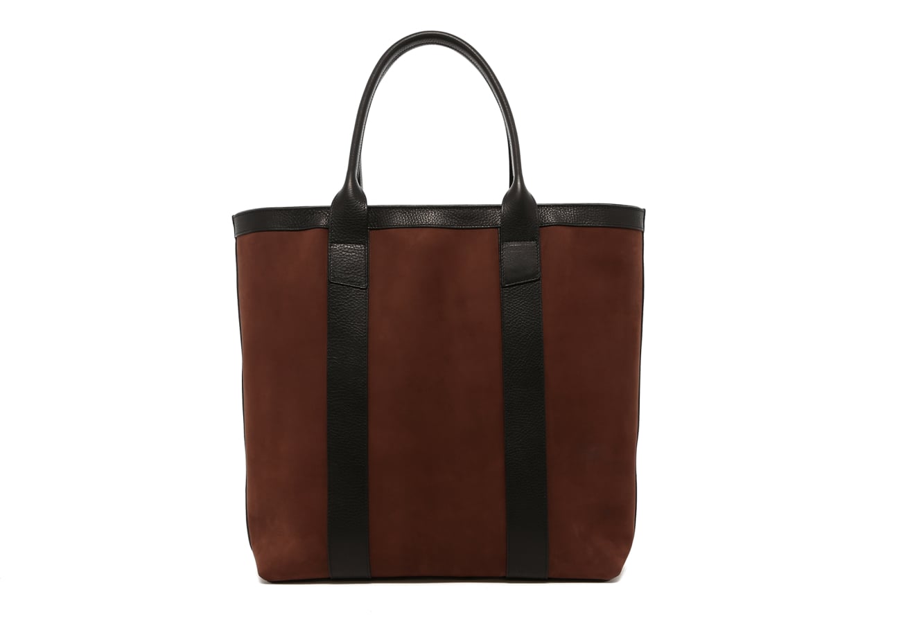 Tall Tote - Brown/Black Trim - Smooth Nubuck - Zipper Closure