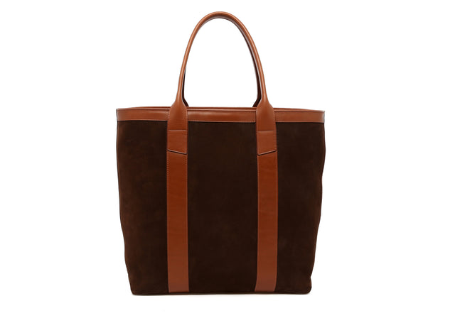Tall Tote - Brown/Cognac Trim - Nubuck - Zipper Closure