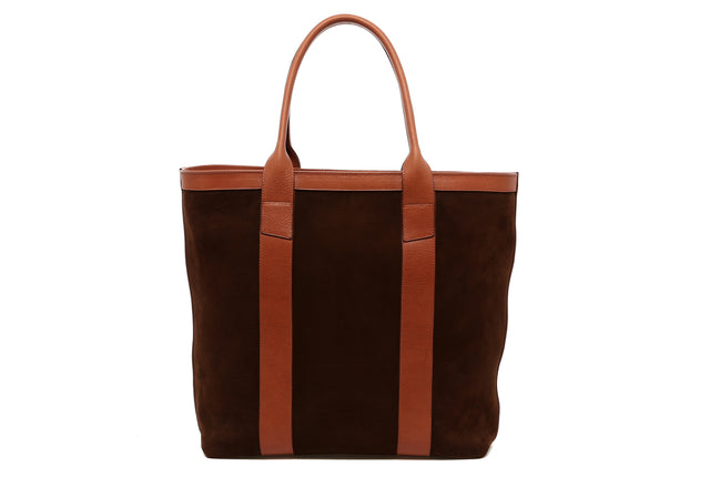 Tall Tote - Chocolate/Amber Brown Trim - Nubuck - Zipper Closure