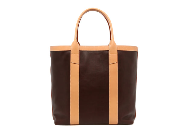 Tall Tote - Chocolate/Natural Trim - Tumbled Leather
