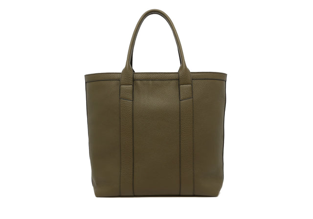 Tall Tote - Light Military - Taurillon Leather - Linen Interior - Zipper Closure