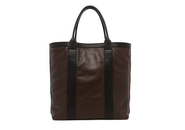 Tall Tote - Mulch Brown/Black Trim - Tumbled Leather