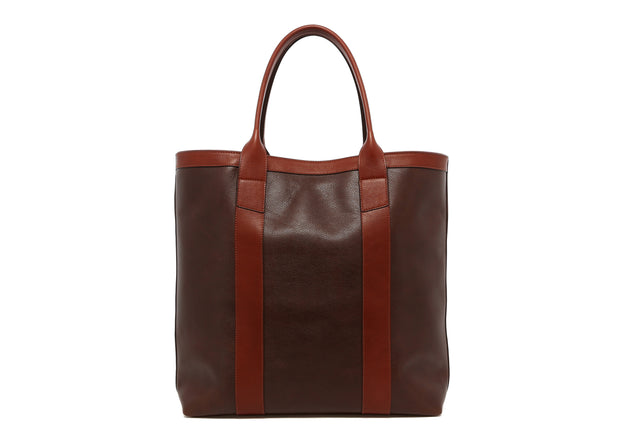Tall Tote - Mulch/Chestnut Trim - Tumbled Leather
