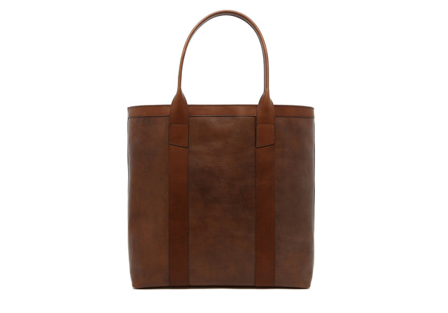 Tall Tote - Otter Trim - Cross Grain Leather
