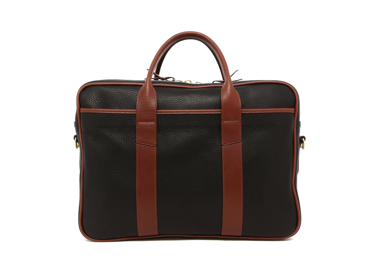 Commuter Briefcase - Black/Chestnut - Pebbled Leather