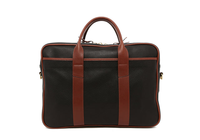 Commuter Briefcase - Black/Chestnut - Pebbled Leather