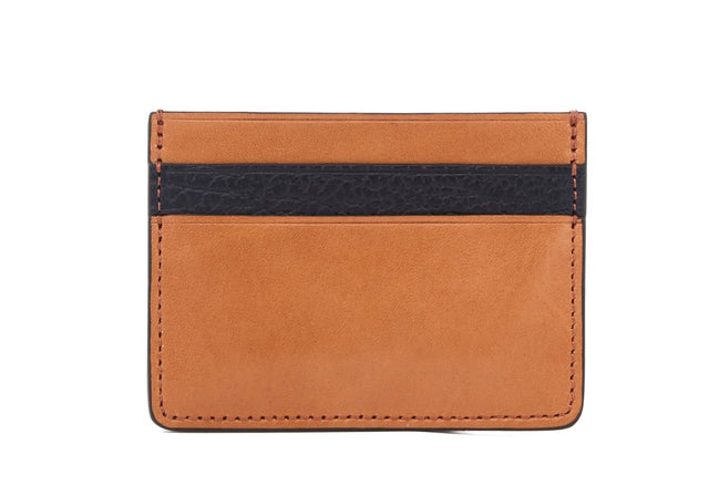 Double Card Wallet - Natural Honey/Dark Navy - Belting Leather