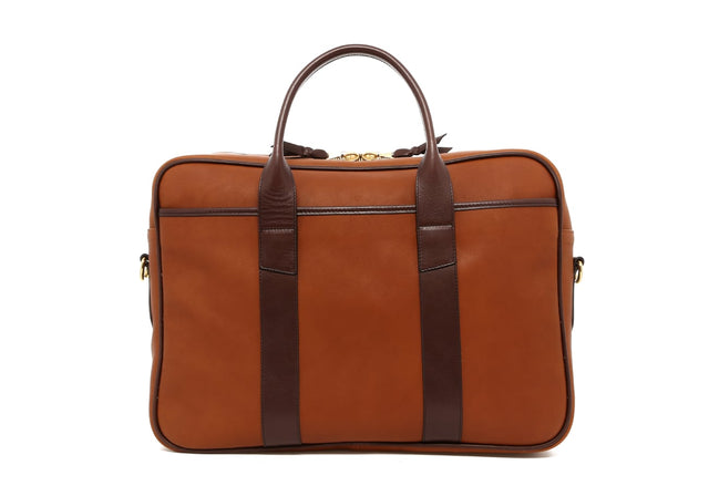 Commuter Briefcase - Cashew/Chocolate - Tumbled Leather