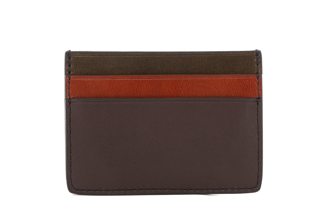 Double Card Wallet Chip Cognac Olive Tumbled Leather