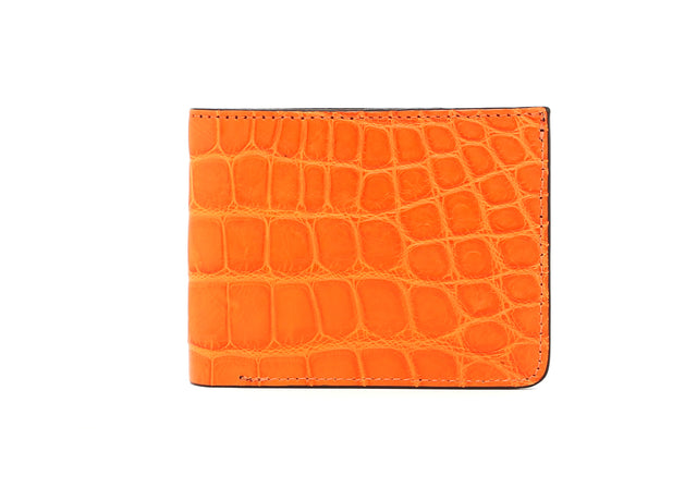 Bifold Wallet - Orange Alligator/Olive Belting