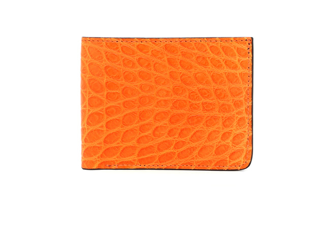 Bifold Wallet - Orange Alligator/Glossy Olive Belting