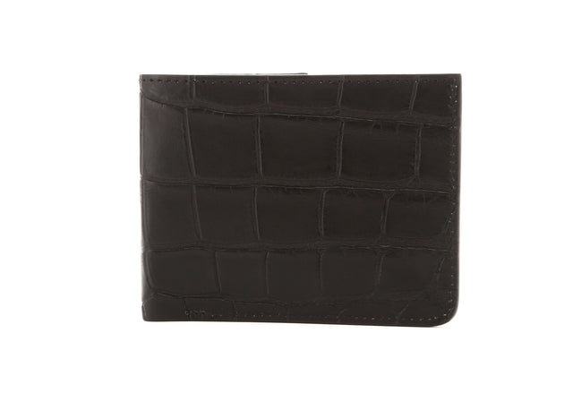 Bifold Wallet - Black Alligator/Black Cross Grain