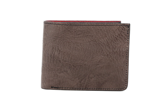 Bifold Wallet - Taupe Grey Sporadic Leather / Red Interior