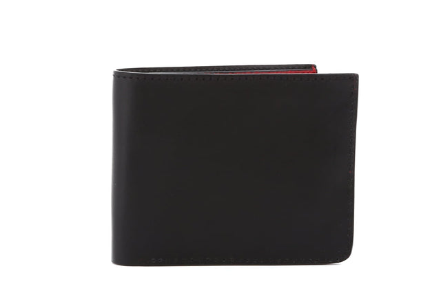 Bifold Wallet - Black Belting Leather/Red Sporadic Leather
