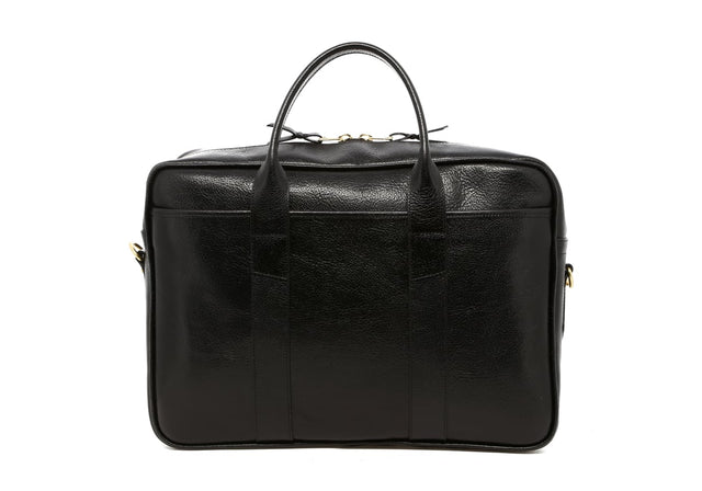 Commuter Briefcase - Glossy Black - Pebbled Leather