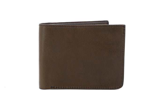 Bifold Wallet - Dark Olive - Glossy Smooth Tumbled Leather