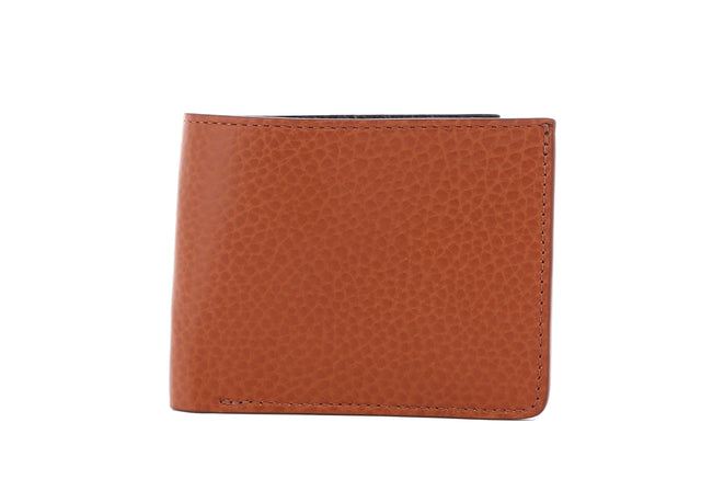 Bifold Wallet - Cognac/ Glossy Black - Pebbled Leather