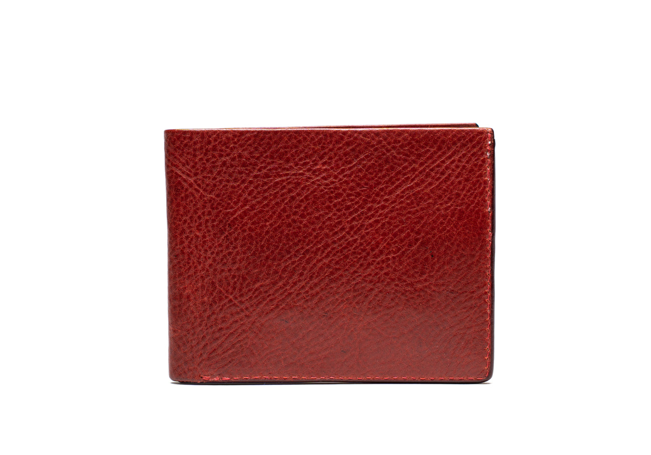 Bifold Wallet Red Natural Tumbled Leather