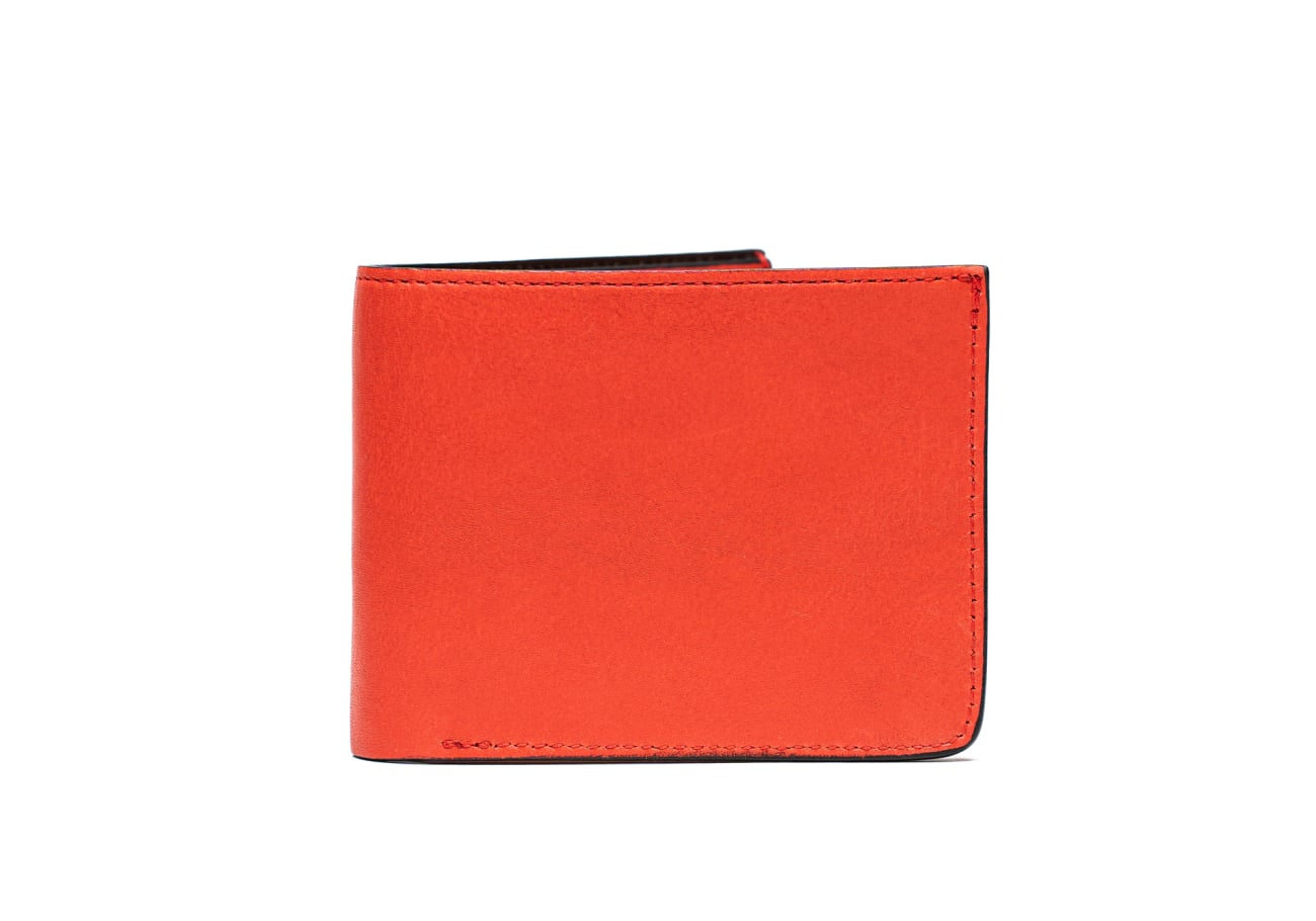 Bifold Wallet Hibiscus Tumbled Leather Interior