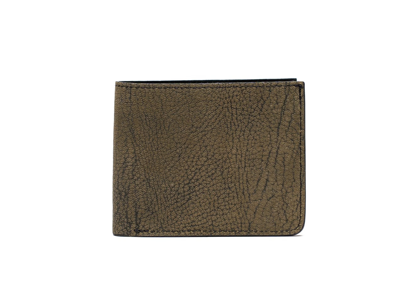 Bifold Wallet Olive Taupe Nubuck Goatskin Interior