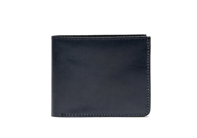 Bifold Wallet - Navy/Black - Polished Belting/Pebbled Leather