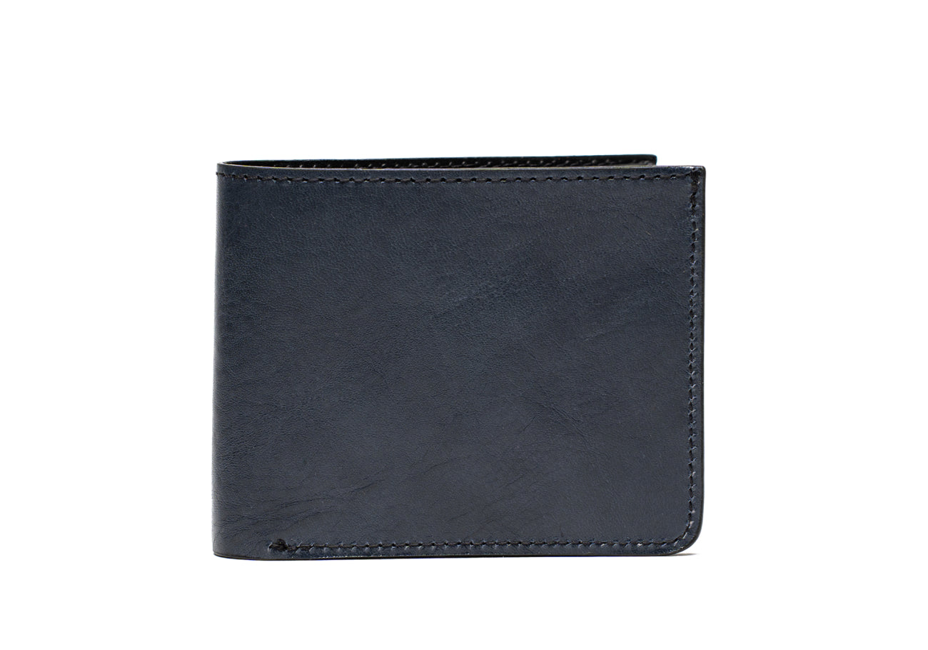 Bifold Wallet Navy Polished Leather Interior