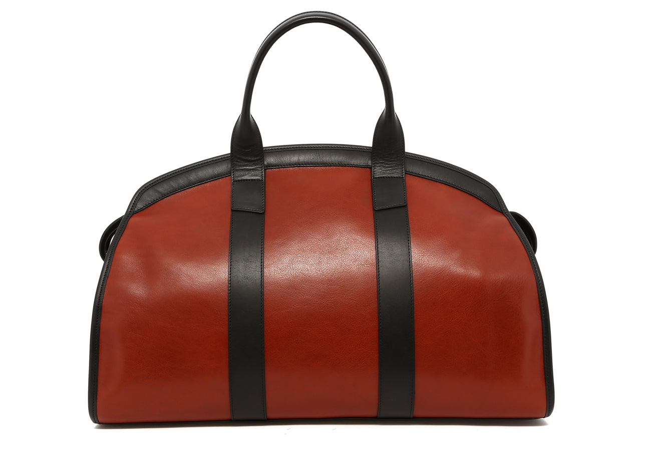 Aiden Duffle - Potters Clay/Black Trim/Gussets - Tumbled Leather
