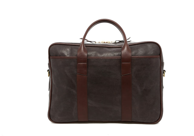 Commuter Briefcase - Asphalt/Chocolate Trim - Tumbled Leather