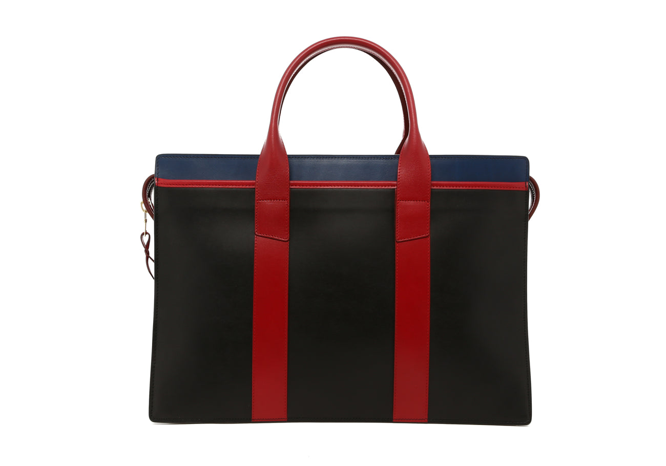 Double Zip Top Blue Red Belting Leather