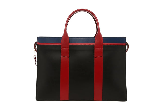 Double Zip-Top - Black/Blue/Red - Belting Leather