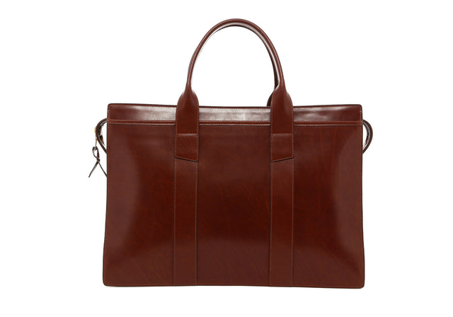 Double Zip-Top - Dark Chili - Polished Belting Leather