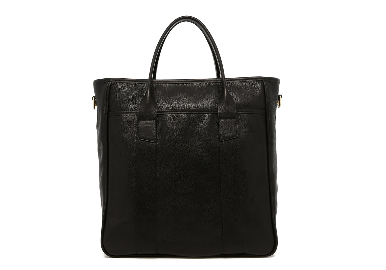 Commuter Tote - Black - Tumbled Leather - Burgundy Interior