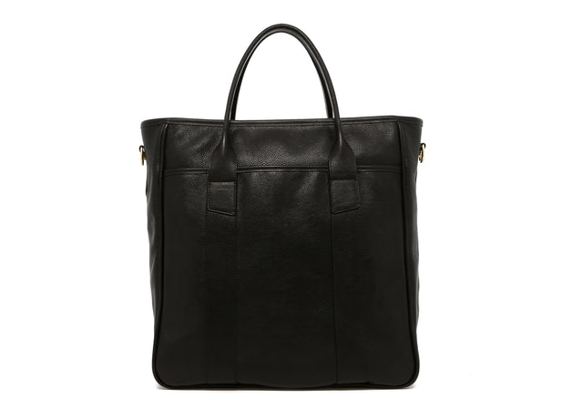 Commuter Tote - Black - Tumbled Leather - Burgundy Interior