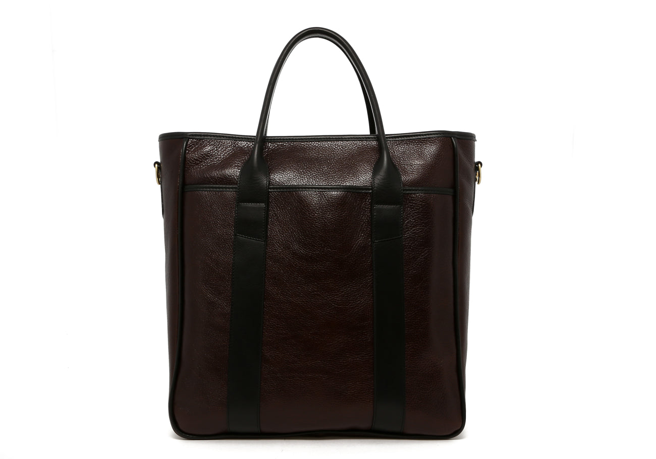 Commuter Tote - Chocolate Torte/Black - Pebbled Leather