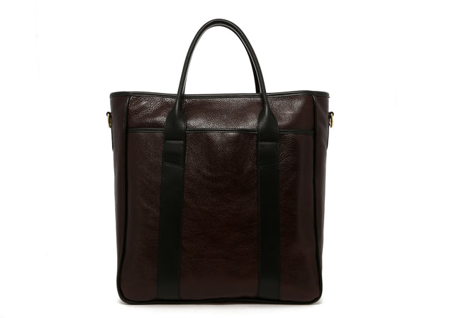 Commuter Tote - Chocolate Torte/Black - Pebbled Leather