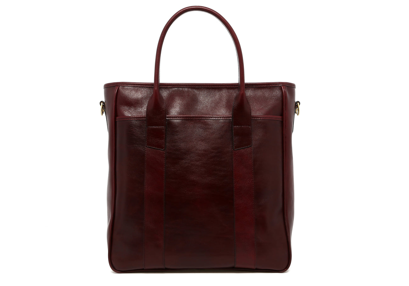 Commuter Tote - Glossy Port Royal - Tumbled Leather - Linen Interior