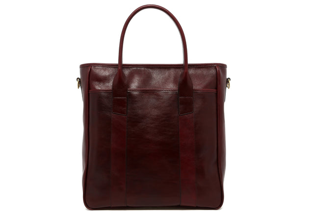 Commuter Tote - Glossy Port Royal - Tumbled Leather - Linen Interior