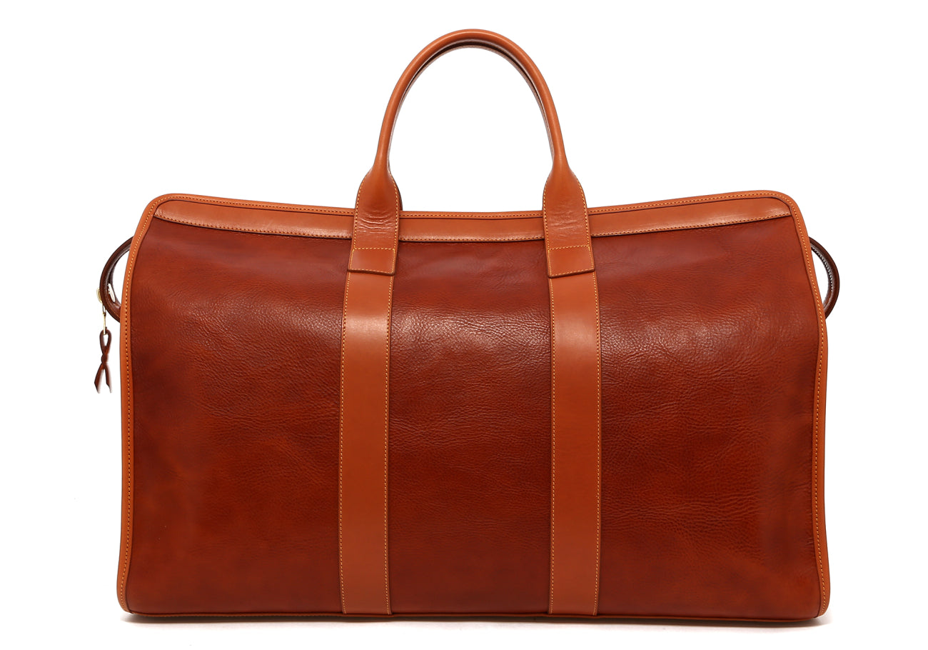 Compass Duffle - Amber Brown/Tan Tumbled - Mediterranean Blue Interior